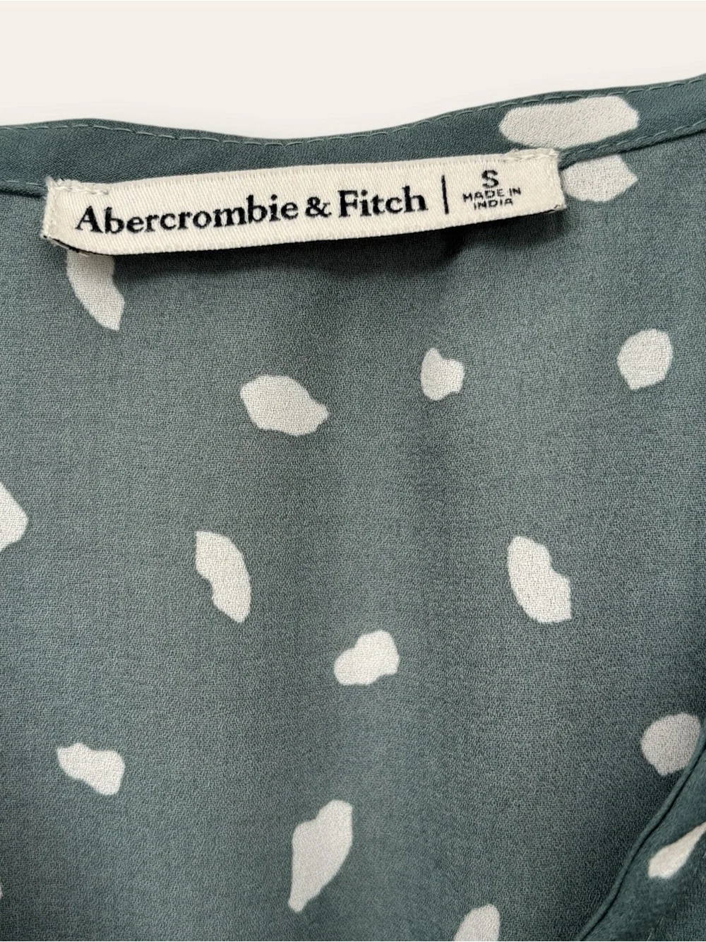 Abercrombie & Fitch Teal V-Neck Dot Print Blouse